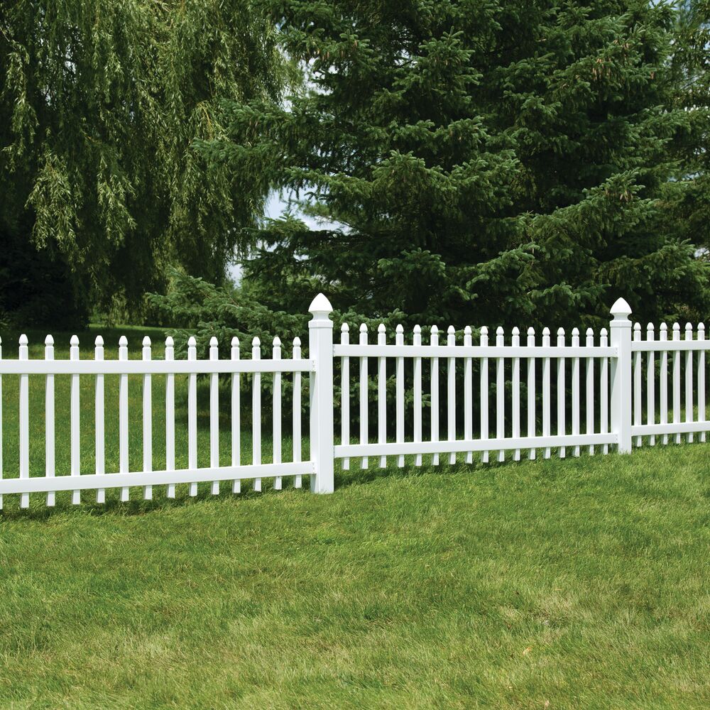 Freedom Newport 3-ft H x 8-ft W White Vinyl Picket Fence Panel (Assembled)