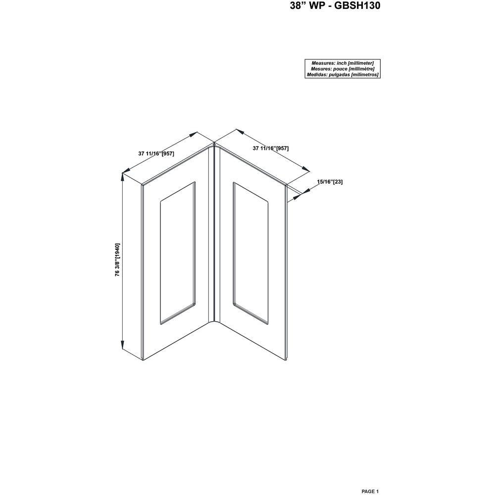 Glamour 38 in. x 77 in. Corner Drain Corner Shower Kit in White and Satin Nickel Hardware - Super Arbor
