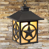 Portfolio Thoroughbred Matte Black Rustic Textured Glass Square Outdoor Pendant Light, 1-Light, 9-in