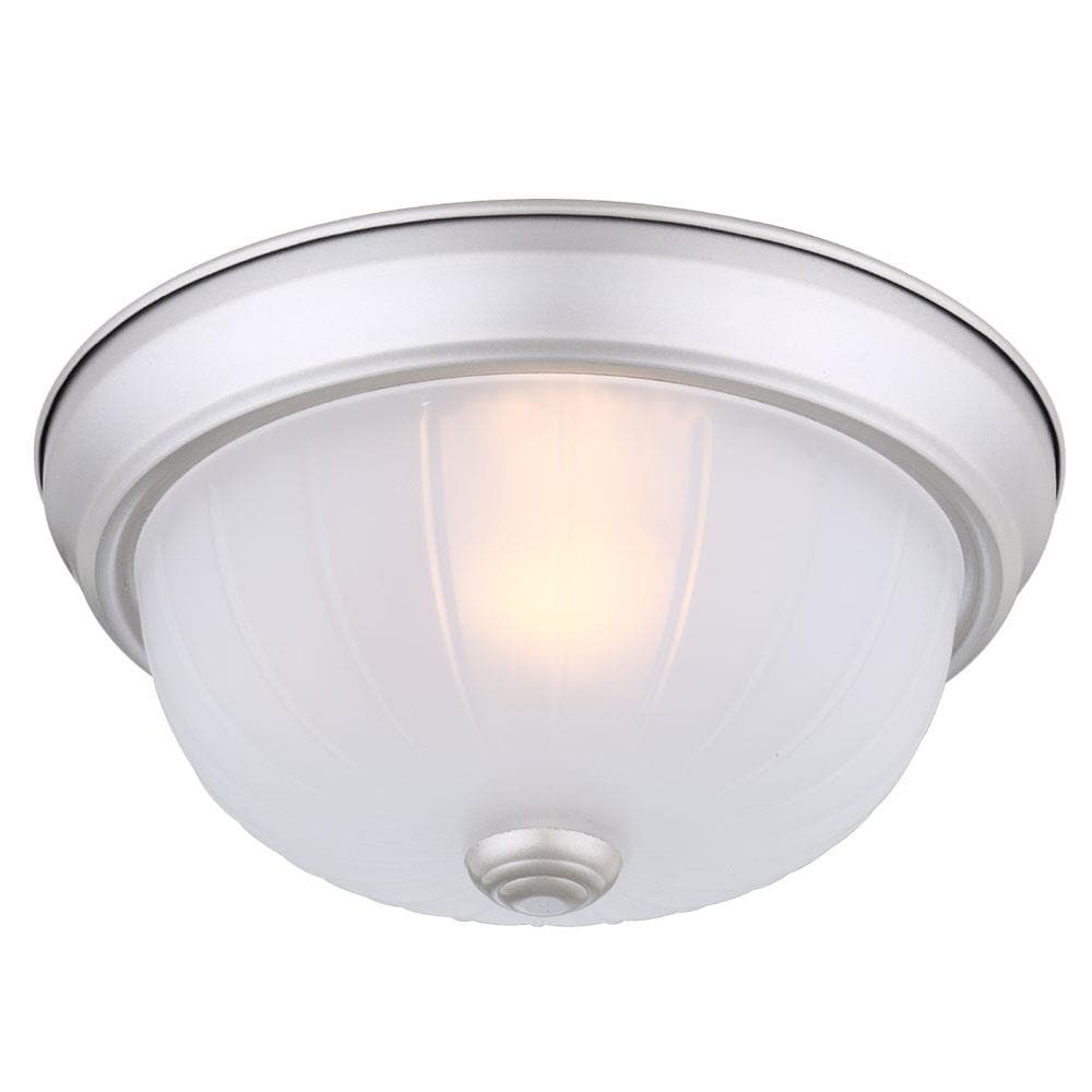 Project Source 6-Pack 10-in Painted Brushed Nickel Traditional Flush Mount Ceiling Light with Frosted Glass