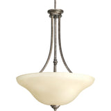 Progress Lighting Spirit 3-Light Pebbles Rustic Etched Glass Bowl Medium Hanging Pendant Light