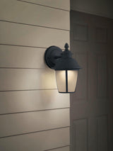 Portfolio Camforth 9.12-in H Matte Black Integrated LED Outdoor Wall Lantern, Hardwired