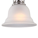 Project Source Fallsbrook Brushed Nickel Traditional Etched Glass Bell Pendant Light, 6.89-in W x 45.57-in H