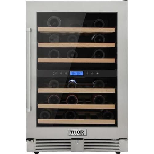 Thor Kitchen 46-Bottle Capacity Stainless Steel Dual Zone Cooling Built-In/Freestanding Wine Chiller