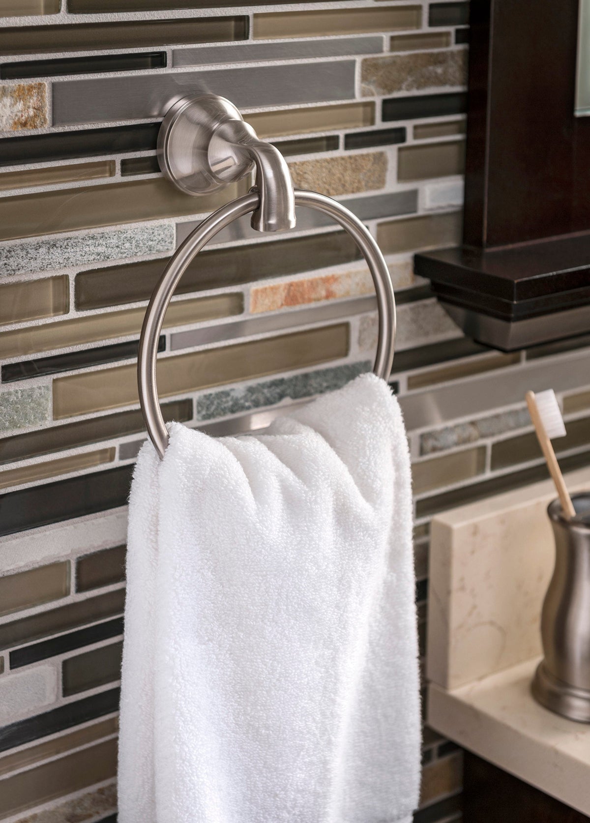 Delta Lorain Brushed Nickel Wall Mount Single Towel Ring