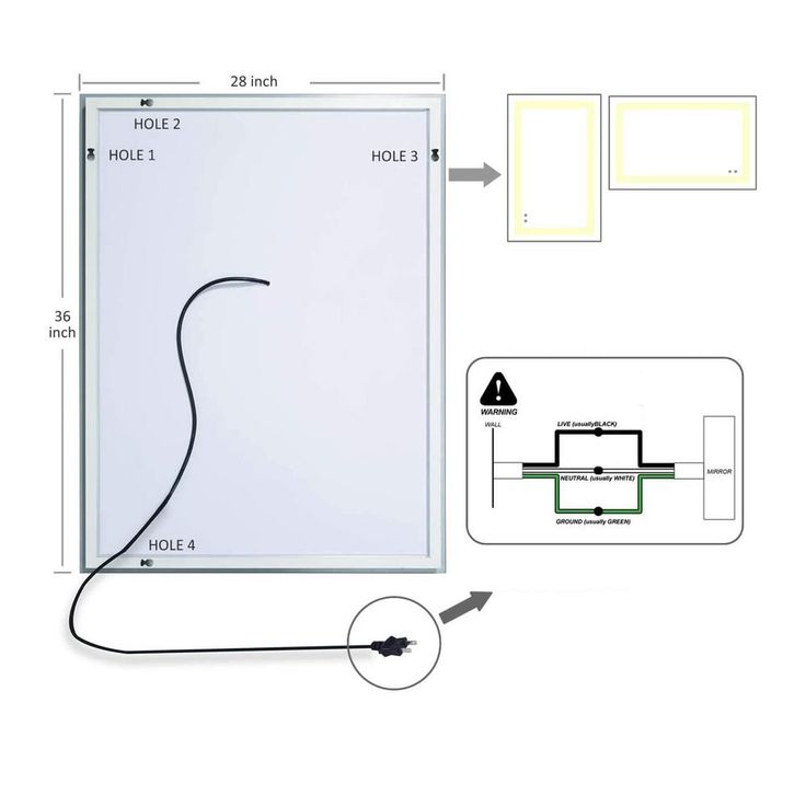 28 in. x 36 in. Frameless Single Wall Mounted Vanity Bathroom LED Mirror/Touch On/OFF Dimmer and Anti-Fog Function