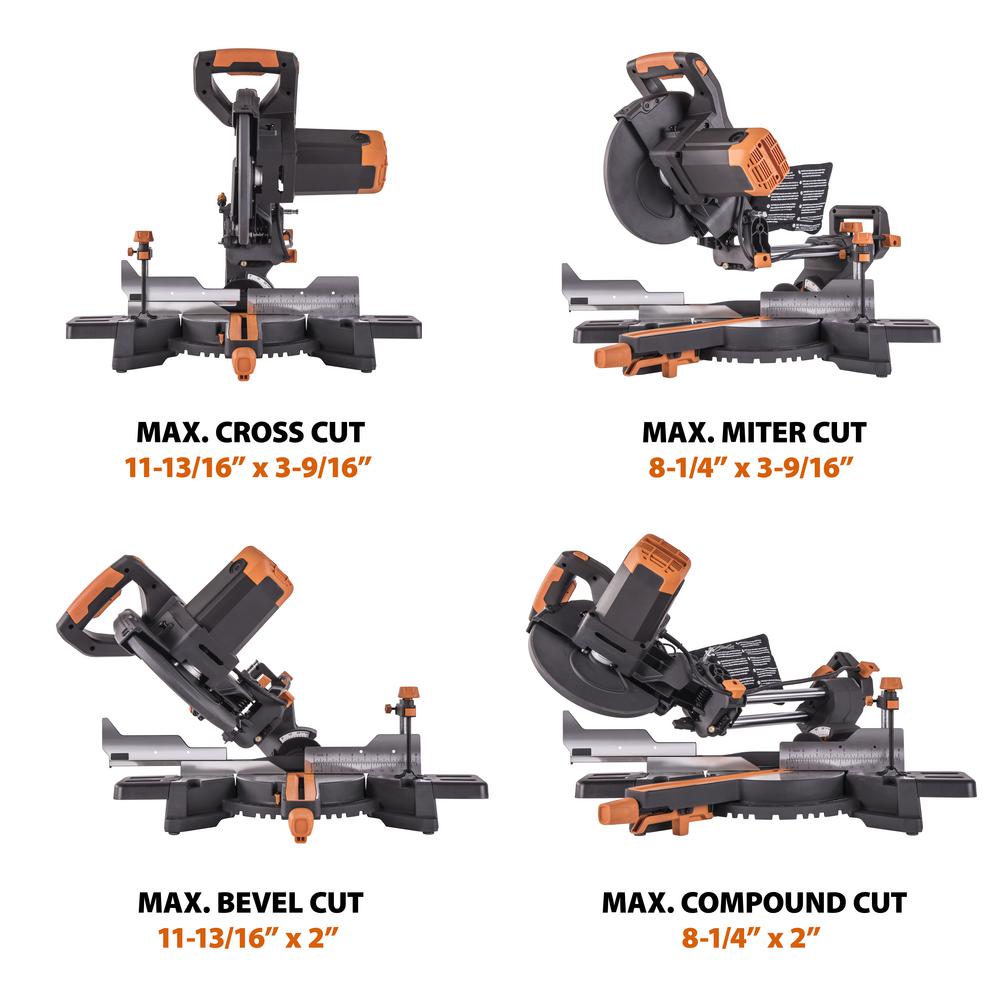 15 Amp 10 in. Sliding Compound Miter Saw with Laser Guide, Dust Bag, 10 ft. Rubber Power Cord, Multi-Material 28-T Blade - Super Arbor