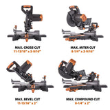 15 Amp 10 in. Sliding Compound Miter Saw with Laser Guide, Dust Bag, 10 ft. Rubber Power Cord, Multi-Material 28-T Blade - Super Arbor