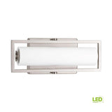 Frame Collection 15-Watt Brushed Nickel Integrated LED Bathroom Vanity Light with Glass Shades