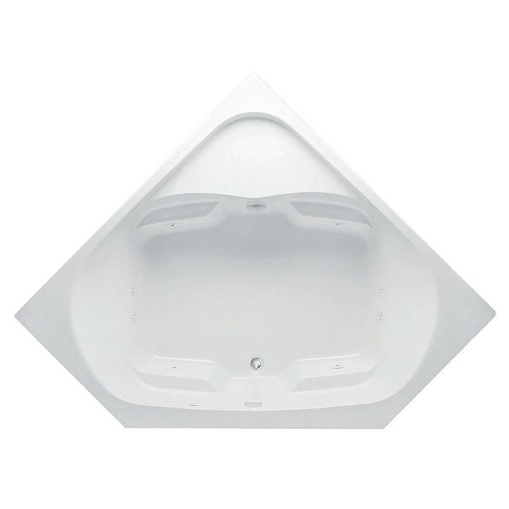 Cavalcade 60 in. Acrylic Center Drain Corner Drop-In Whirlpool Bathtub with Heater in White Pump Location 2