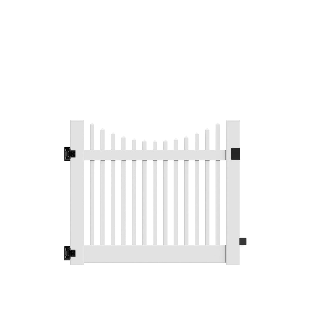 Freedom Keswick Scallop 4-ft H x 5-ft W White Vinyl Fence Gate Kit (Unassembled)