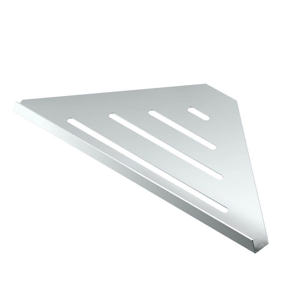 13 in. W Elegant Corner Shelf in Brushed Nickel - Super Arbor