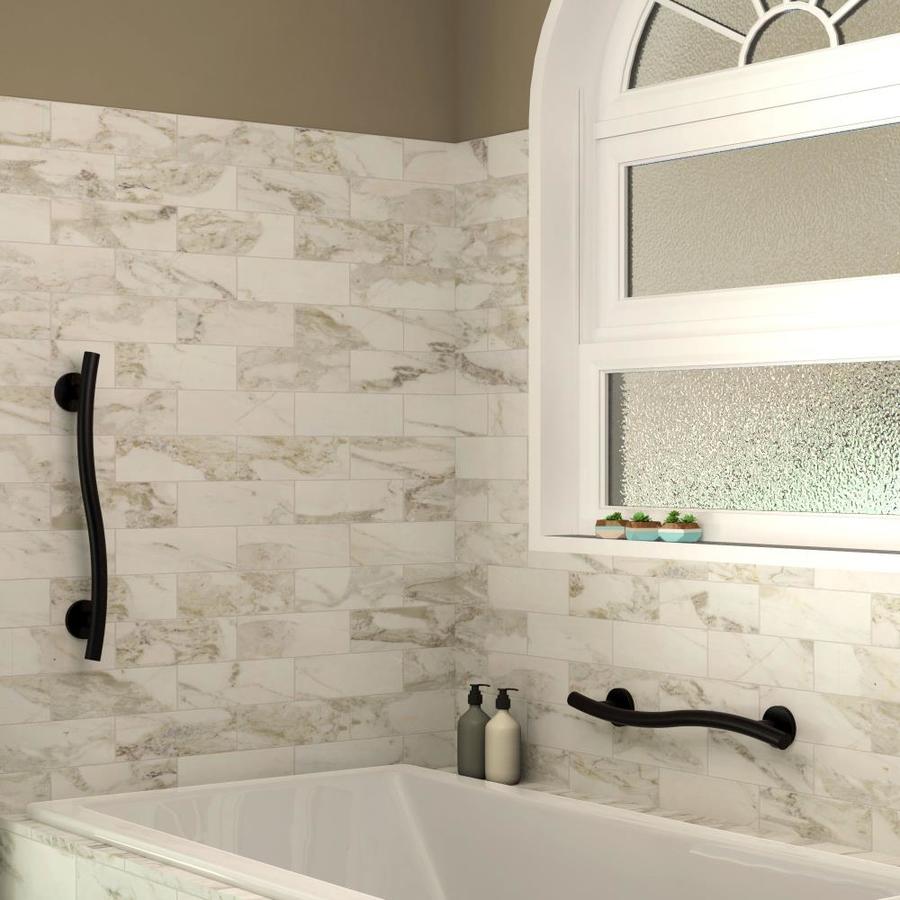 Keeney Wave 16-in Matte Black Wall Mount (ADA Compliant) Grab Bar - Super Arbor