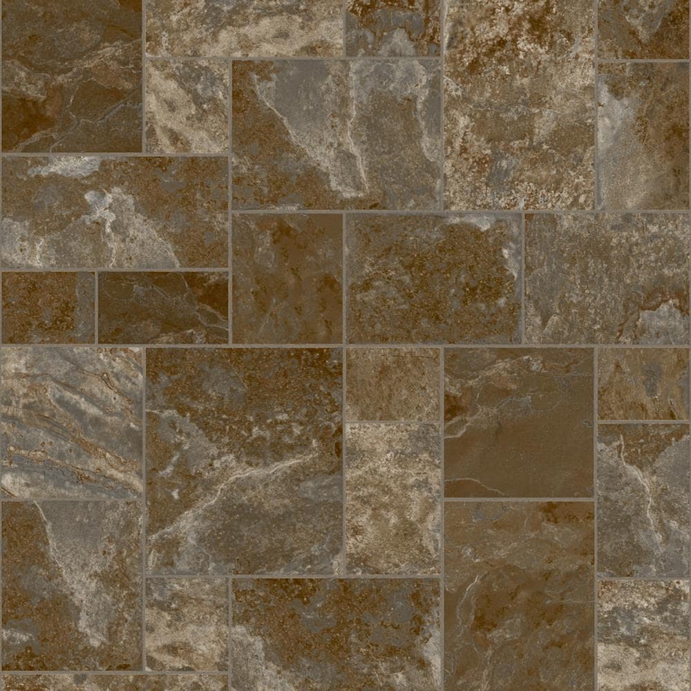 Congoleum ArmorCore Pro UR Terrace Paver 12-ft W Cut-to-Length Fresh Brew Stone Look Low-Gloss Finish Sheet Vinyl