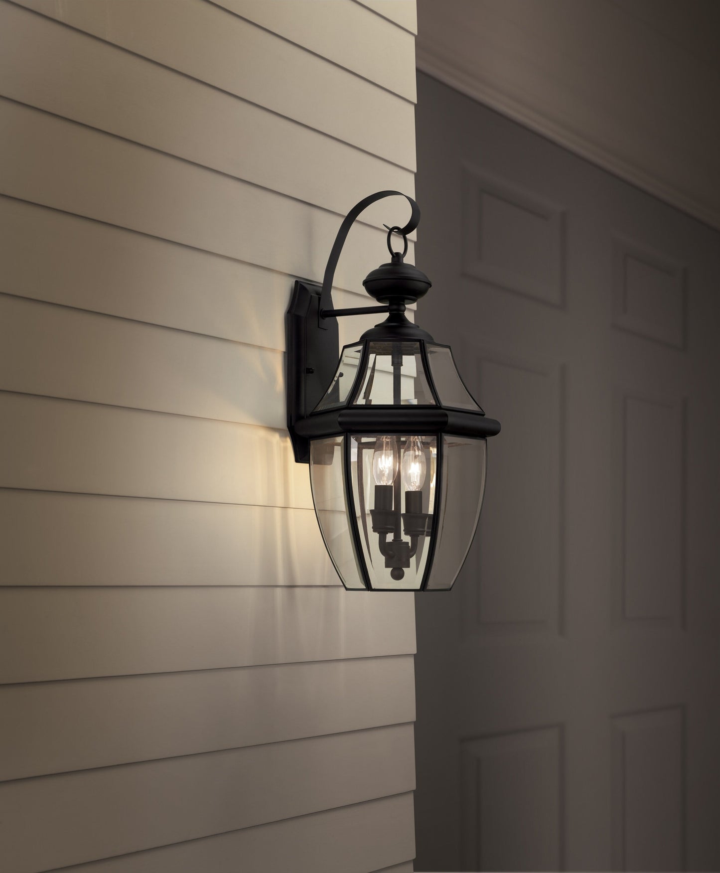 Portfolio Brayden 20.25-in H Matte Black Outdoor Wall Lantern, Candelabra Base (E-12), 2-Light