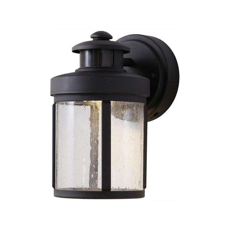 Black Motion Sensor Outdoor Integrated LED Wall Lantern Sconce