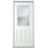 Masonite 30-in x 80-in Steel Half Lite Left-Hand Inswing Primed Prehung Single Front Door with Brickmould, Insulating Core, Blinds Between Glass