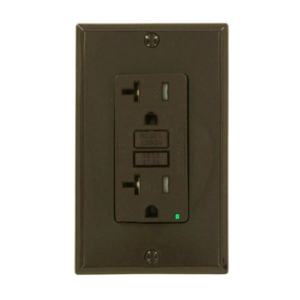 20 Amp 125-Volt Duplex SmarTest Self-Test Tamper Resistant GFCI Outlet, Black - Super Arbor