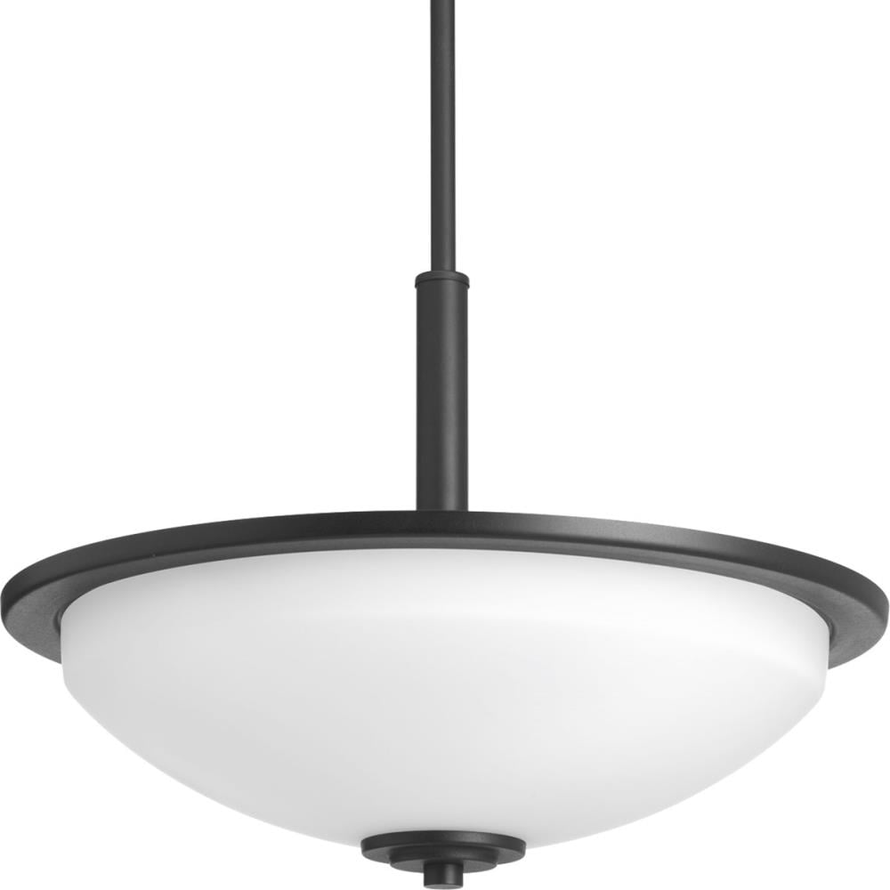 Progress Lighting Replay 3-Light Black Transitional Etched Glass Dome Medium Hanging Pendant Light