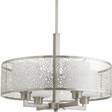 Progress Lighting Mingle 4-Light Brushed Nickel Transitional Etched Glass Cylinder Medium Hanging Pendant Light