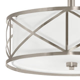 Kichler Edenbrook Brushed Nickel Modern/Contemporary Etched Glass Drum Pendant Light, 17-in