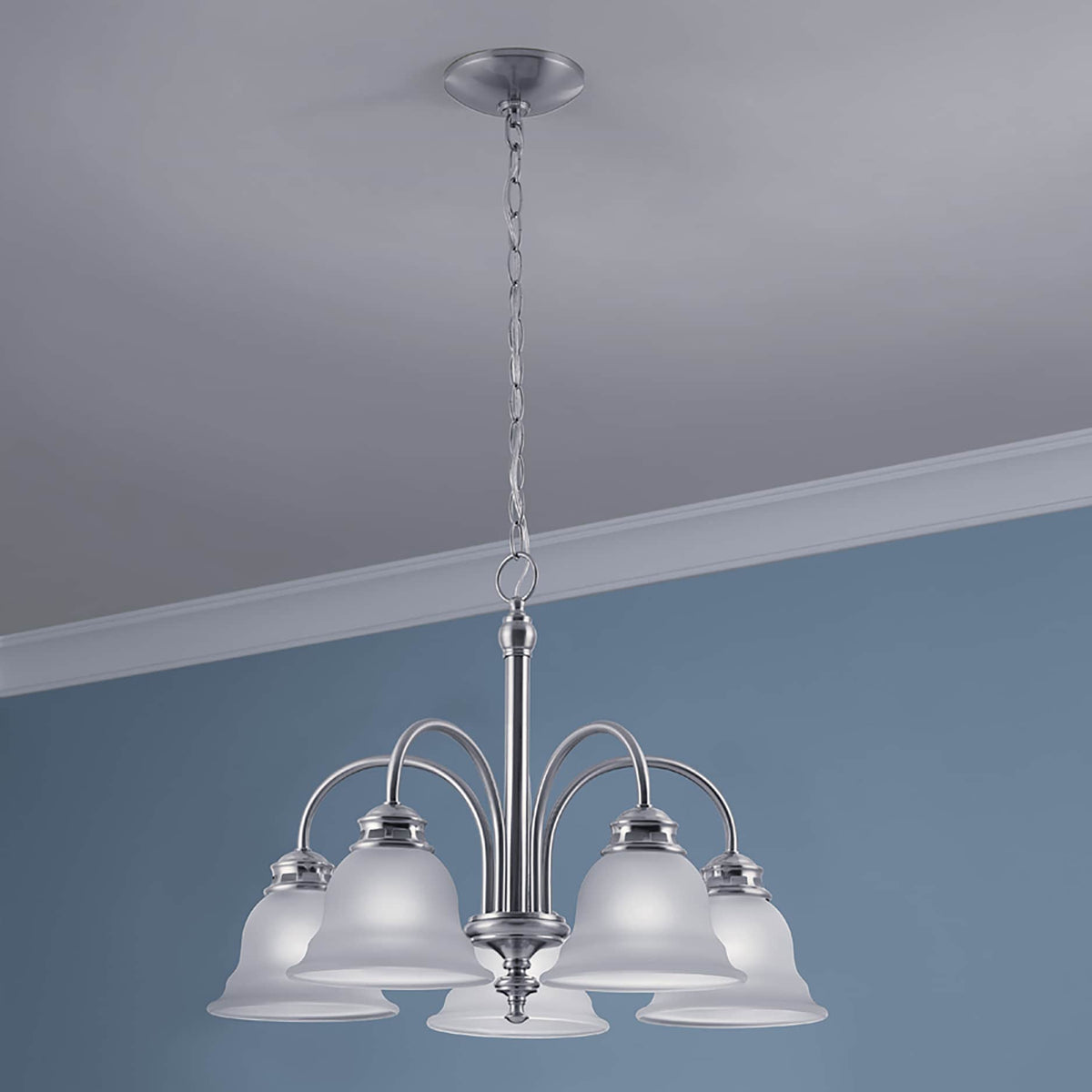 Project Source Fallsbrook 5-Light Brushed Nickel Traditional Chandelier, 22.44-in W x 16.54-in H