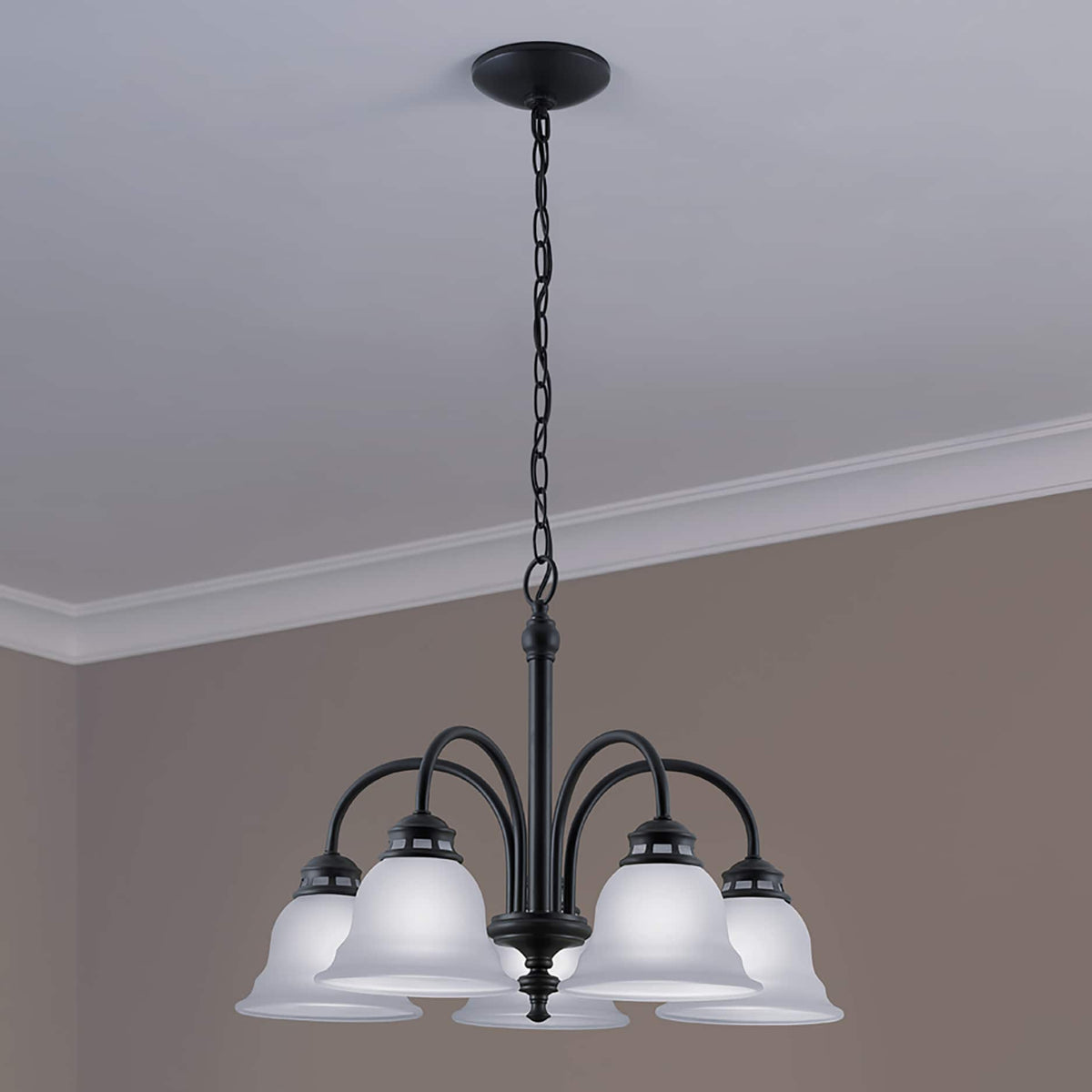 Project Source Fallsbrook 5-Light Dark Oil-Rubbed Bronze Chandelier, 22.44-in W x 16.54-in H