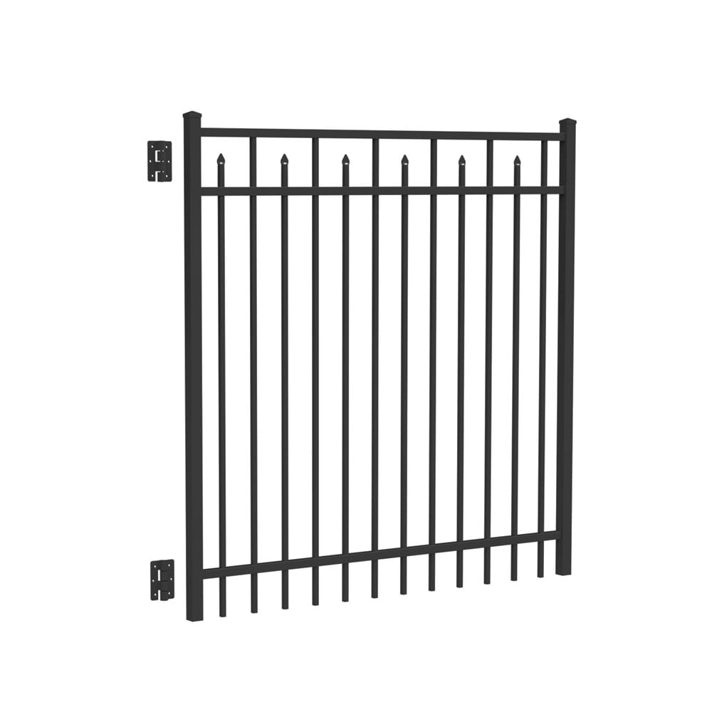 Freedom Concord 5-ft H Black Aluminum Spaced Picket Flat-top Decorative Fence Gate