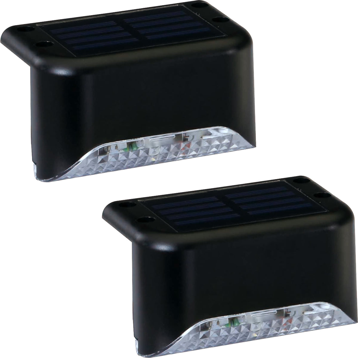 Portfolio 2-Pack Solar Deck Rail Lights, 2.4 Lumens, Warm White, Black