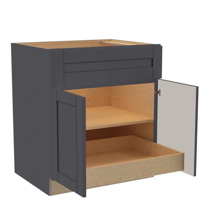 Home Decorators Collection Washington 30 in. W x 24 in. D x 34.5 in. H Assembled Plywood Base Kitchen Cabinet in Onyx with Soft Close Doors