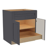 Home Decorators Collection Washington 30 in. W x 24 in. D x 34.5 in. H Assembled Plywood Base Kitchen Cabinet in Onyx with Soft Close Doors