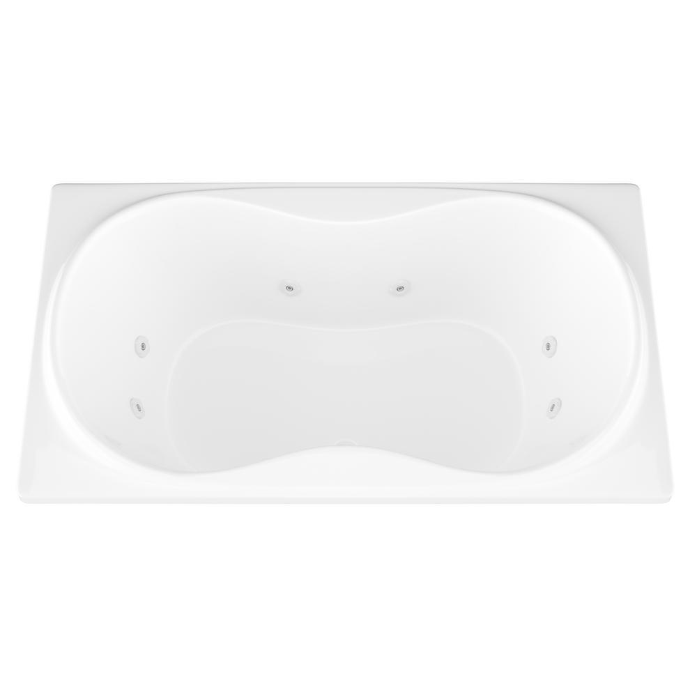 Star 6 ft. Rectangular Drop-in Whirlpool Bathtub in White - Super Arbor