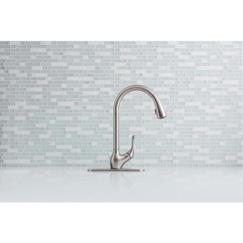 Barossa with Response Touchless Technology Single-Handle Pull-Down Sprayer Kitchen Faucet in Vibrant Stainless - Super Arbor