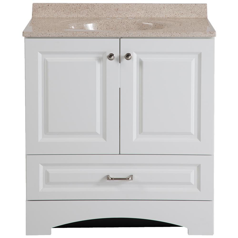 Lancaster 30 in. W Bath Vanity in White with Cultured Marble Vanity Top in White - Super Arbor