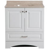 Lancaster 30 in. W Bath Vanity in White with Cultured Marble Vanity Top in White - Super Arbor