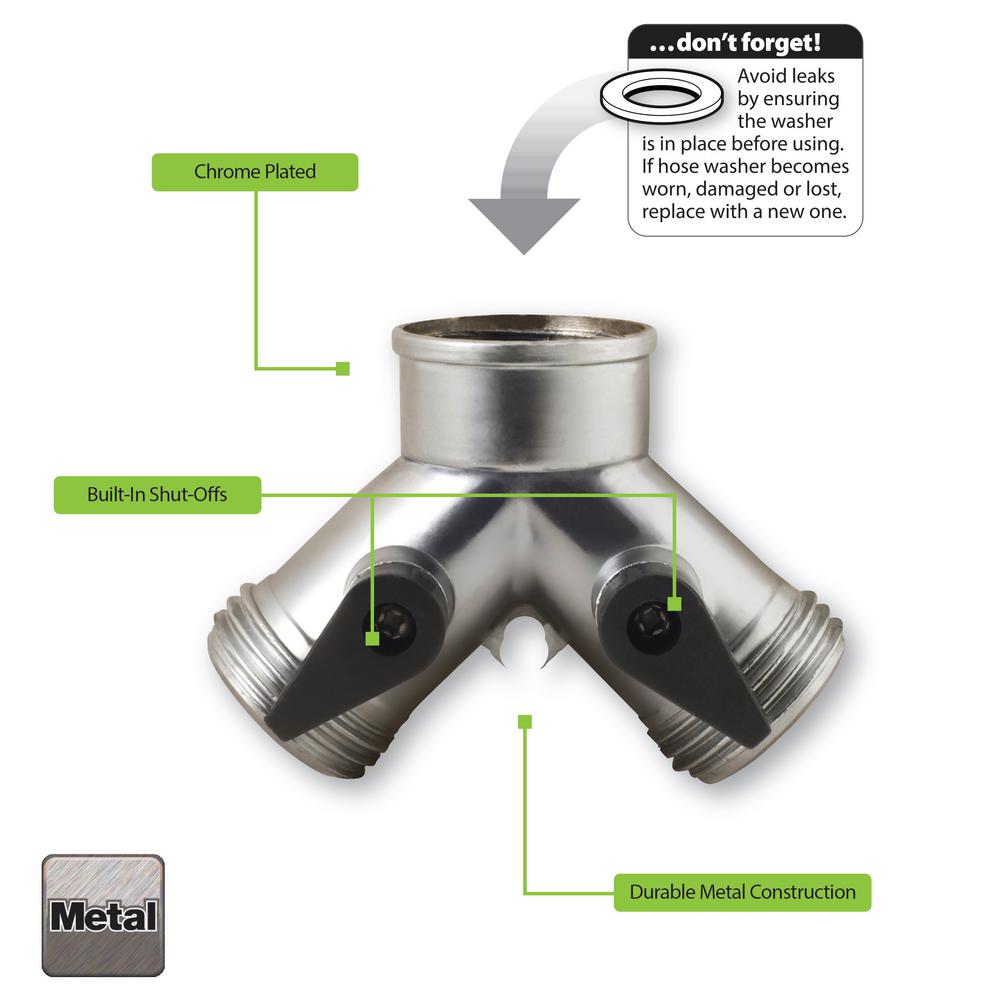 2-Way Y Shut-Off Metal Hose Connector - Super Arbor