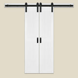 36 in. x 84 in. Taupe MDF Solid Core Bi-Parting Design Interior Sliding Barn Door with Modern Rustic Hardware Kit - Super Arbor