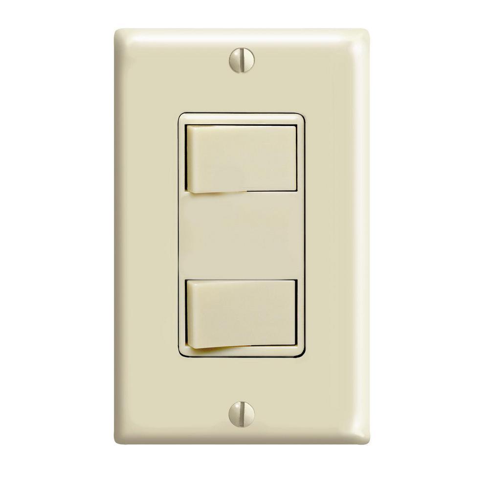 15-Amp Commercial Grade Combination Two Single Pole Rocker Switches, White - Super Arbor