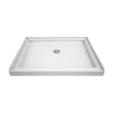 Flex 36 in. x 36 in. x 76.75 in. Pivot Shower Kit Door in Chrome with Center Drain White Acrylic Base and Back Walls Kit - Super Arbor