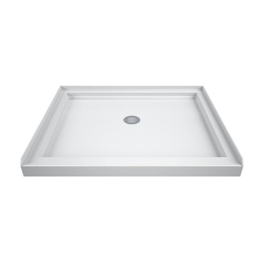 Flex 32 in. x 32 in. x 76.75 in. Pivot Shower Kit Door in Brushed Nickel with Center Drain White Base and Back Walls Kit - Super Arbor