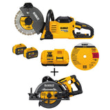 FLEXVOLT 60-Volt Lithium-Ion Cordless 9 in. Construction Saw w/(2) FLEXVOLT Batteries & 7-1/4 in. Wormdrive Circular Saw - Super Arbor