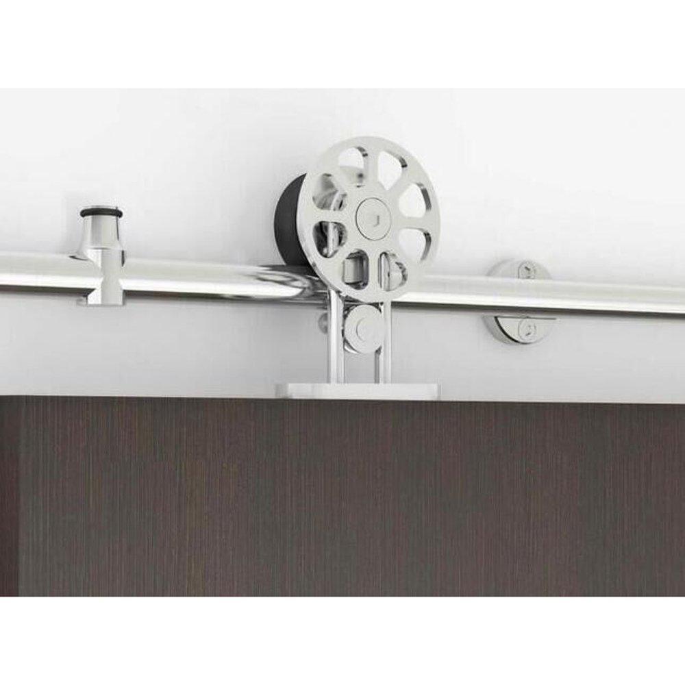 5 ft./60 in. Stainless Steel Sliding Barn Door Hardware Kit Spoke Wheel for Single Door with Non-Routed Floor Guide - Super Arbor