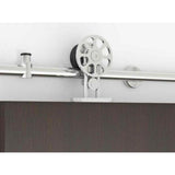 5 ft./60 in. Stainless Steel Sliding Barn Door Hardware Kit Spoke Wheel for Single Door with Non-Routed Floor Guide - Super Arbor