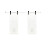48 in. x 80 in. Bi-Part Shaker 2-Panel Solid Core Primed Pine Wood Sliding Barn Door with Bronze Hardware Kit - Super Arbor