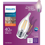 Philips 40-Watt Equivalent B11 Dimmable LED Energy Star Light Bulb Soft White (3-Pack)