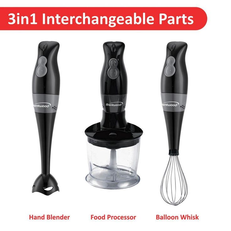 2-Speed Black Hand Mixer Blender and Food Processor with Balloon Whisk