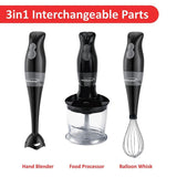 2-Speed Black Hand Mixer Blender and Food Processor with Balloon Whisk