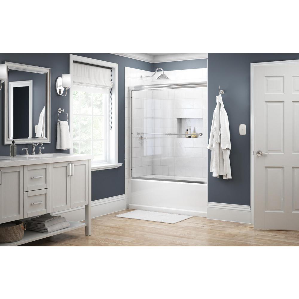Crestfield 60 in. x 58-1/8 in. Traditional Semi-Frameless Sliding Bathtub Door in Bronze and 1/4 in. (6mm) Niebla Glass - Super Arbor