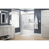 Crestfield 60 in. x 58-1/8 in. Traditional Semi-Frameless Sliding Bathtub Door in Bronze and 1/4 in. (6mm) Niebla Glass - Super Arbor