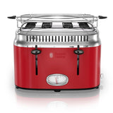 Retro Style 4-Slice Black Stainless Steel Toaster with Built-In Timer